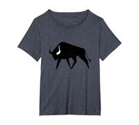 Taureau T-Shirt, Femme Grandes Tailles, Bleu Chiné, 5X