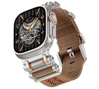 TAURI Bracelet Compatible avec Apple Watch Ultra 3/2/1 49mm [Nylon + Connecteur en acier inoxydable] - Bracelet iWatch Pour Séries 10/9/8/7/6/5/4/SE (46mm/45mm/44mm) -Homme, Marron