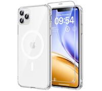 TAURI Coque Magnétique pour iPhone 11 Pro Max avec Protection écran, [Compatible avec MagSafe] Protection Anti-Choc Mince et Anti-Chute - Transparent