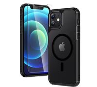 TAURI Coque Magnétique pour iPhone 12/ iPhone 12 Pro avec Protection écran, [Compatible avec MagSafe] Protection Anti-Choc Mince et Anti-Chute - Noir