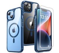 TAURI Coque Magnétique pour iPhone 14 Plus avec Protection écran, [Compatible avec MagSafe] Protection Anti-Choc Mince et Anti-Chute - Bleu