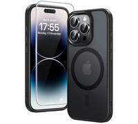 TAURI Coque Magnétique pour iPhone 14 Pro avec Protection écran, [Compatible avec MagSafe] Protection Anti-Choc Mince et Anti-Chute - Noir Mat