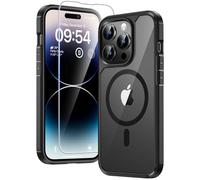 TAURI Coque Magnétique pour iPhone 14 Pro avec Protection écran, [Compatible avec MagSafe] Protection Anti-Choc Mince et Anti-Chute - Noir