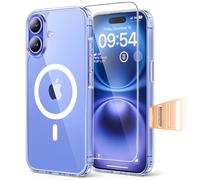 TAURI Coque Magnétique pour iPhone 16 avec Bouton de Capture de Contrôle de Caméra, avec Protection écran,Protection Anti-Choc Mince et Anti-Chute -Transparent