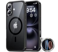 TAURI Coque Magnétique pour iPhone 16 avec Bouton de Capture de Contrôle de Caméra, Compatible avec MagSafe [Protection Militaire][Anti-Jaunissement] -Coque Mince 6,1 Pouces-Noir