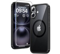 TAURI Coque Magnétique pour iPhone 16 avec Protection écran, [Compatible avec MagSafe] Protection Anti-Choc Mince et Anti-Chute - Noir