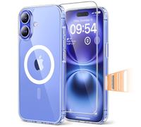 TAURI Coque Magnétique pour iPhone 16 Plus avec Bouton de Capture de Contrôle de Caméra, avec Protection écran,Protection Anti-Choc Mince et Anti-Chute -Transparent