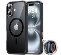 TAURI Coque Magnétique pour iPhone 16 Plus avec Bouton de Capture de Contrôle de Caméra, Compatible avec MagSafe [Protection Militaire][Anti-Jaunissement] -Coque Mince 6,7 Pouces-Noir
