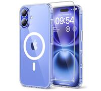 TAURI Coque Magnétique pour iPhone 16 Plus avec Protection écran, [Compatible avec MagSafe] Protection Anti-Choc Mince et Anti-Chute - Transparent