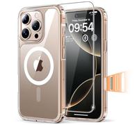 TAURI Coque Magnétique pour iPhone 16 Pro avec Bouton de Capture de Contrôle de Caméra, avec Protection écran,Protection Anti-Choc Mince et Anti-Chute -Transparent