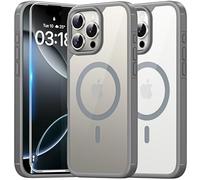 TAURI Coque Magnétique pour iPhone 16 Pro avec Protection écran, [Compatible avec MagSafe] Protection Anti-Choc Mince et Anti-Chute - Gris