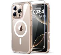 TAURI Coque Magnétique pour iPhone 16 Pro avec Protection écran, [Compatible avec MagSafe] Protection Anti-Choc Mince et Anti-Chute - Transparent