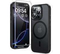 TAURI Coque Magnétique pour iPhone 16 Pro Max avec Protection écran, [Compatible avec MagSafe] Protection Anti-Choc Mince et Anti-Chute - Noir Mat