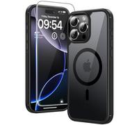 TAURI Coque Magnétique pour iPhone 16 Pro Max avec Protection écran, [Compatible avec MagSafe] Protection Anti-Choc Mince et Anti-Chute - Noir