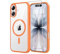 TAURI Coque Magnétique pour iPhone 17 avec Protection écran, [Compatible avec MagSafe] Protection Anti-Choc Mince et Anti-Chute - Orange
