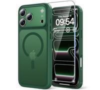 TAURI Coque Magnétique pour iPhone 17 Pro Max avec Protection écran,Protection Totale de la Caméra, [Compatible avec MagSafe] Protection Anti-Choc Mince et Anti-Chute - Vert Mat