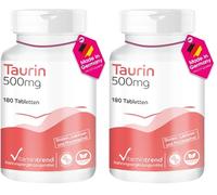 Taurine 500mg - Végan - ! POUR 6 MOIS ! - Boite de 180 comprimés | Vitamintrend® (Lot de 2)
