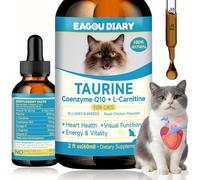 Taurine pour Chats Cardiaque Vision L'éNergie Vitalité Immunitaire 60ML | Coenzyme Q10, L-Carnitine, L-Arginine & Vitamines, Taurine Liquide Pour Chats, CompléMent Taurine Pour FéLins