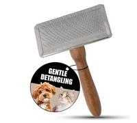 TAURO PRO LINE Brosse en bois pour chien et chat avec dents en métal et design élégant, 12 x 9 cm, M, marron