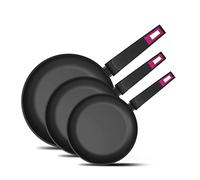 Taurus Best Moments Set Sartenes 18+22+26 - Set de poêles en aluminium forgé, 18+22+26 cm, poignée ergonomique, tous types de feux, revêtement anti-adhésif, passe au lave-vaisselle, sans PFOA, noir