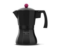 Taurus Black Moments 6 - Cafetière italienne, 6 tasses, base et filtre en acier inoxydable, soupape de sécurité, fermeture de sécurité, tous les incendies, couvercle transparent, noir