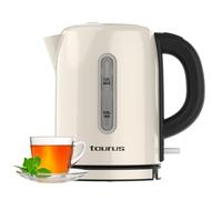 Taurus - Bouilloire électrique compacte 2400 W | 1 L | ébullition rapide | base 360° | arrêt automatique | filtre amovible | sans BPA | indicateur niveau d'eau | mesure-tasses | LED | inox crème