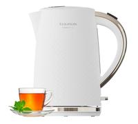 Taurus - Bouilloire Fusion Wave| 2200 W| 1,7 L| Base 360°| Arrêt automatique| Filtre anti-calcaire| Indicateur de niveau d'eau| Base en acier inoxydable| Finitions texturées| Blanc