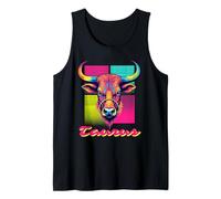 Taurus Bull Neon Retro 80s Vaporwave Zodiac Graphic, Taureau Débardeur