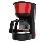 Taurus - Cafetière filtre Verona Vintage Red | 12 tasses | 1000 W | Carafe en verre graduée | Réservoir d’eau visible | Filtre réutilisable | Arrêt automatique | Plaque chauffante