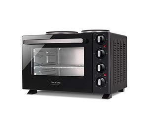 Taurus Electrifying Volcan - Four électrique avec plaques de cuisson 1500W, four à convection, 2 plaques de 185 et 155 mm de diamètre, four 33L, minuterie, 6 modes, 100-230º, 505x410x346mm