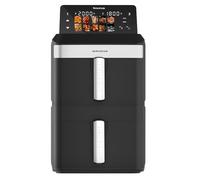 Taurus Friteuse sans huile Duo Slim | 13 L | 14 personnes | 2 paniers | Cuit 2 assiettes en même temps | 10 programmes | Minuterie 90 min | Compact | Écran tactile numérique