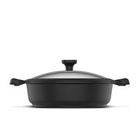 Taurus Great Moments Cazuela Baja 28 - Sauteuse en fonte d'aluminium, diamètre de 28 cm, poignée ergonomique, tous les types de feux, revêtement anti-adhésif, passe au lave-vaisselle, sans PFOA, noir