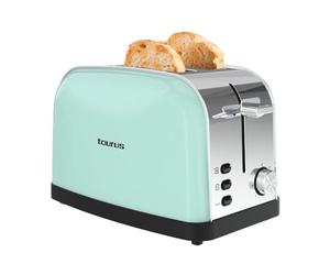 Taurus - Grille-pain Vintage II Mint 950W | 2 fentes 135x35 mm | 7 niveaux | 3 fonctions | Inox | Auto-centrage | Ramasse-miettes | Élévation haute | Range-cordon | Vert menthe