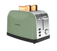 Taurus - Grille-pain vintage II olive 950W | 2 fentes courtes 135x35 mm | 7 niveaux | 3 fonctions | Inox | Autocentrage | Ramasse-miettes | Remontée haute | Range-cordon