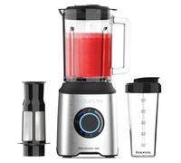 Taurus - Mixeur en verre puissant 1 800 W, 20 vitesses Turbo + 4 fonctions, hachoir à glace, smoothie, passe au lave-vaisselle, 6 lames, filtre anti-pulpe + gobelet de transport, sans BPA