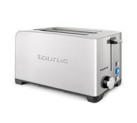 Taurus Mytoast Duplo Legend - Grille-pain 1400W, 2 fentes Extra larges, 3 fonctions, Température ajustable, Ramasse-miettes, Éclairage LED, Inox