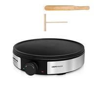 Taurus S164 - Crêpière électrique 1200W, Thermostat réglable, Plaque antiadhésive de 30cm, Stockage vertical, Voyant fonctionnement et température, Spatule et râteau en bois