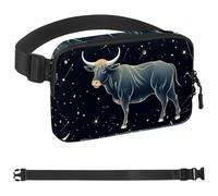 Taurus Sac banane à bandoulière, cadeau pour profiter du sport, festival, entraînement, voyage, course à pied, sac banane mains libres, Multicolore 09, 1.5x9.0x5.9in/4x23x15cm