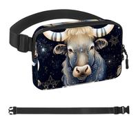 Taurus Sac banane à bandoulière, cadeau pour profiter du sport, festival, entraînement, voyage, course à pied, sac banane mains libres, Multicolore 13., 1.5x9.0x5.9in/4x23x15cm