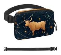 Taurus Sac banane à bandoulière, cadeau pour profiter du sport, festival, entraînement, voyage, course à pied, sac banane mains libres, Multicolore 12., 1.5x9.0x5.9in/4x23x15cm