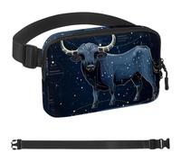 Taurus Sac banane à bandoulière, cadeau pour profiter du sport, festival, entraînement, voyage, course à pied, sac banane mains libres, Multicolore 18., 1.5x9.0x5.9in/4x23x15cm