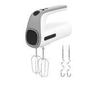 Taurus Station Grey - Batteur électrique de pâtisserie 300W, 5 vitesses, Fonction turbo, 2 types de fouets : crochets pétrisseurs et fouets, fouets amovibles, sans BPA, Compact, Blanc/gris