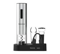 Taurus - Tire-bouchon électrique Wine Up sans fil | Débouchage 6-8 s | LED | Acier inox | Coupe-capsule, aérateur, bouchon vide d’air, socle, câble USB inclus