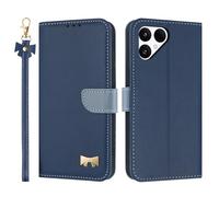 TAUYN Coque pour Fairphone 6, PU Cuir Flip Étui Anti-Chocs TPU Protéger Housse, Emplacement pour Carte & Support Fonction, avec Cordon -Bleu Foncé