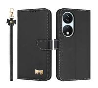TAUYN Coque pour Honor 90 Smart 5G / Honor X7b, PU Cuir Flip Étui Anti-Chocs TPU Protéger Housse, Emplacement pour Carte & Support Fonction, avec Cordon -Noir