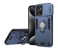 TAUYN Coque pour Motorola Edge 50 Neo, TPU/PC Anti-Choc Armor Bumper Couvercle Coulissant Protection Étui, Support Protection Étui - Bleu