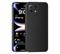 TAUYN Coque pour Xiaomi Mi 11 Lite 4G / 5G / 5G NE, Ultra-Fin Premium PU Cuir Back et Monture en Silicone Souple Etui, Antichoc, Anti-Rayures Bumper Housse. - Noir