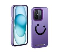 TAUYN Coque pour Xiaomi Redmi 12C/Poco C55, PC Très Mince Antichoc Bumper Housse, Visage Souriant Modèle Conception Protection Etui, Violet
