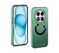 TAUYN Coque pour Xiaomi Redmi Note 14 Pro 5G / Poco X7 5G, PC Très Mince Antichoc Bumper Housse, Visage Souriant Modèle Conception Protection Etui, Vert