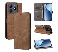 TAUYN Flip Folio Coque pour Realme C63 4G/Realme C61, RFID Fonction Etui, Premium PU/TPU Cuir Portefeuille Magnétique Fermeture Housse - Brun